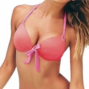 Victoria’s Secret Bikini Top 34C Padded Two-Tone Pink Swimwear Summer Chic